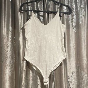 Juniors White Spaghetti Strap Bodysuit